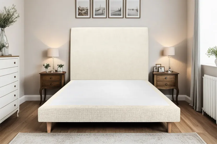 Sommier Tapissier 150x200 cm (déjà monté) - Toile Nattée - Beige Clair