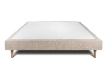 Sommier Tapissier 135x190 cm - H29 cm - Toile nattée - Beige brun