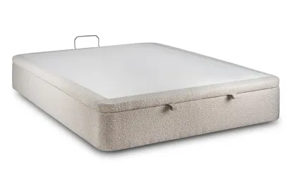 Sommier Coffre 160x200 cm - Bouclette - Beige clair