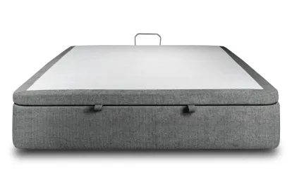 Sommier Coffre 160x200 cm - Toile nattée  - Gris anthracite