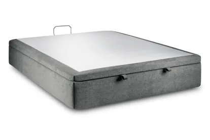 Sommier Coffre 180x200 cm - Toile nattée  - Gris anthracite