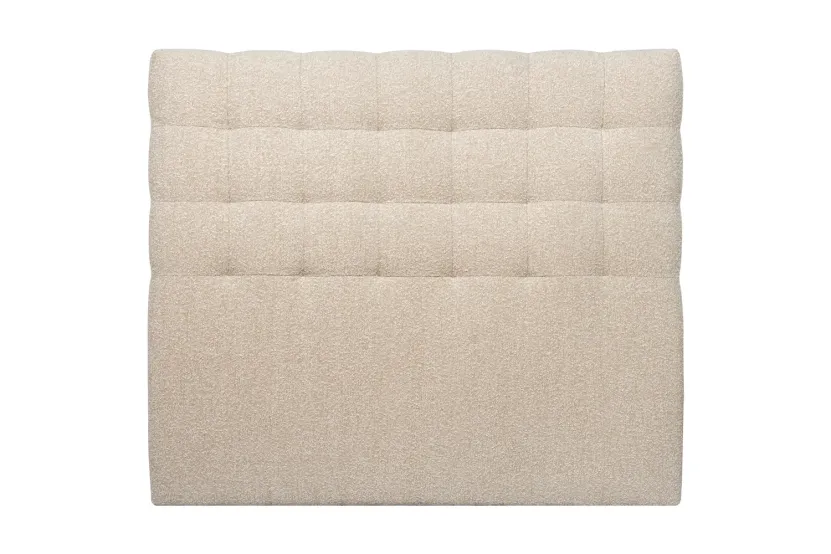 Tête de lit 140 cm Capitonnée - Tissu Bouclette Beige Clair