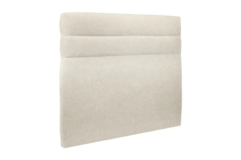 Tête de lit 135 cm Lignes - Tissu Toile Natté Beige Clair