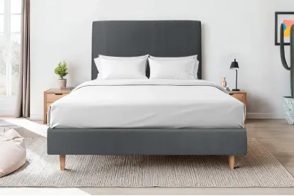 Tête de lit 160 cm Tapissée - Tissu Velours Gris Anthracite