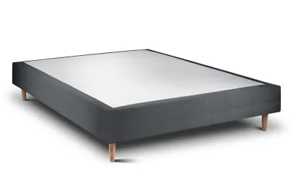 Sommier Tapissier 140x190 cm - H35 cm - Velours - Gris anthracite