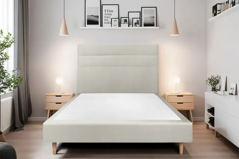 Tête de lit 180 cm Lignes - Tissu Velours Taupe