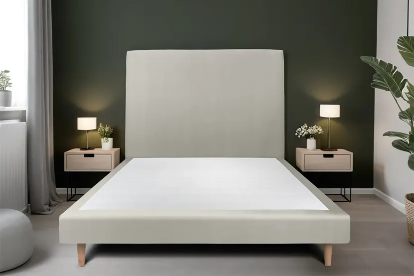 Sommier Tapissier 140x200 cm (déjà monté) - Velours - Taupe