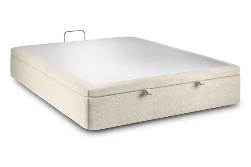 Sommier Coffre 200x200 cm - Toile Nattée - Beige Clair