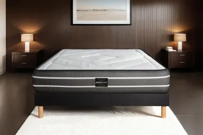 Ensemble Matelas Sommier 120x200 cm - Sommier Noir (en kit) - Exclusive