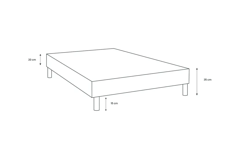 Sommier Tapissier 90x200 cm - H35 cm - Velours - Taupe