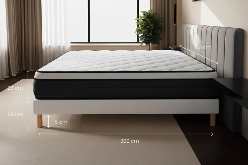 Ensemble Matelas Sommier 160x200 cm - Sommier Blanc (en kit) - Suite