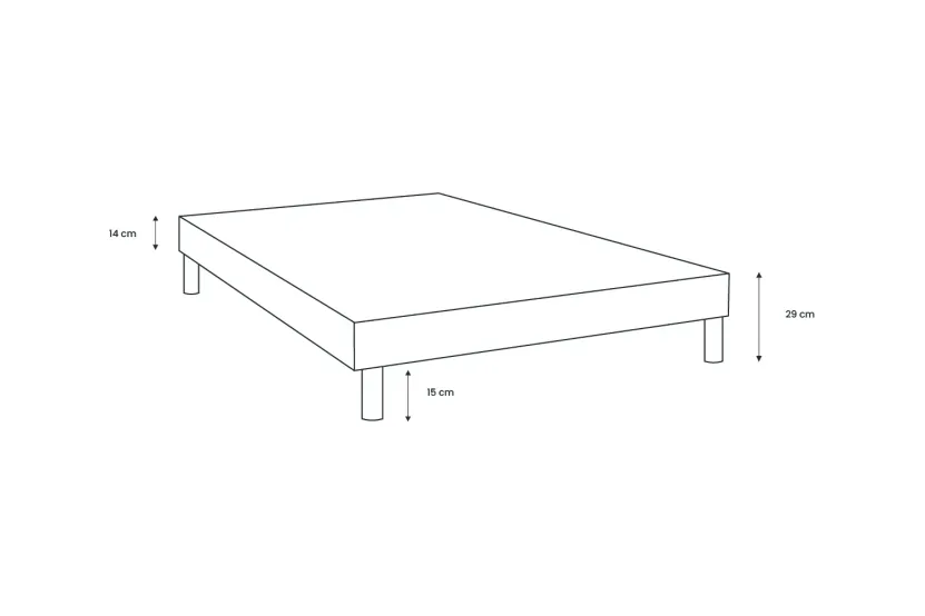 Sommier Tapissier 90x200 cm - H29 cm - Velours - Taupe