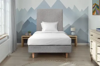 Sommier Tapissier 90x200 cm - H29 cm - Bouclette - Gris