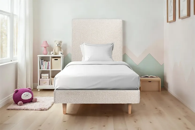 Sommier Tapissier 90x200 cm - H29 cm - Bouclette - Beige clair