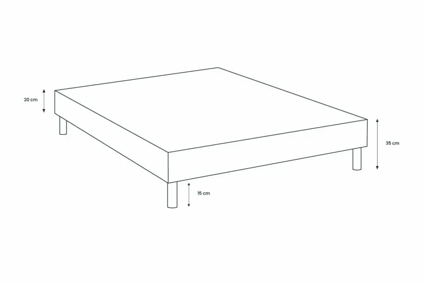 Sommier Tapissier 140x190 cm - H35 cm - Bouclette - Gris