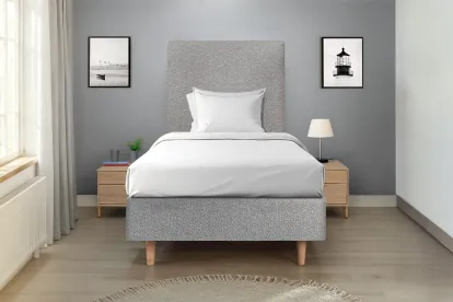 Sommier Tapissier 80x200 cm - H35 cm - Bouclette - Gris