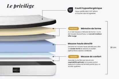 Matelas 140x200 cm Mémoire de forme - Privilège