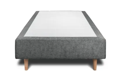 Sommier Tapissier 90x190 cm - H35 cm - Toile nattée - Gris anthracite