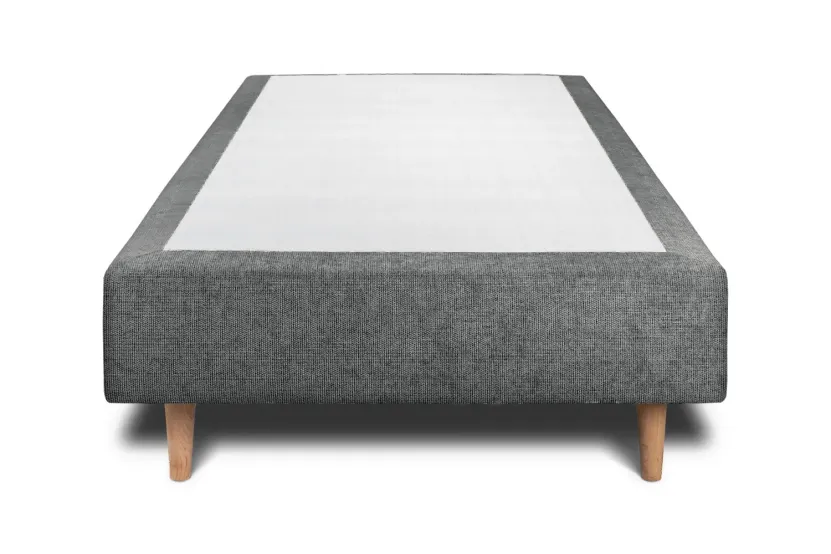 Sommier Tapissier 90x190 cm - H35 cm - Toile nattée - Gris anthracite