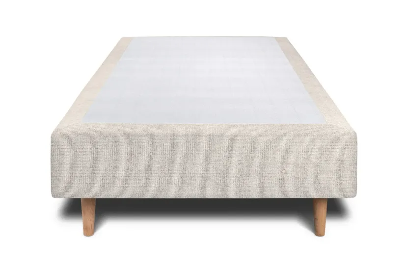 Sommier Tapissier 100x200 cm - H35 cm - Toile nattée - Beige clair
